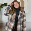 Cappotto over scozzese panna/grigio/cammello Susy Mix