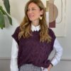 Gilet in maglia micro paillettes Susy Mix bordeaux