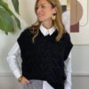 Gilet in maglia micro paillettes Susy Mix nero