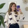 Pull over panna fiocchi bordeaux Susy Mix