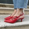 Slingback in pelle nappa rosso