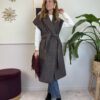 Gilet/cappotto con cintura tessuto gessato OUTLET NO CAMBIO/RESO