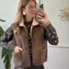Gilet eco montone marrone interno panna