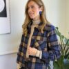 Camicia crop quadri blu/cammello SusyMix 325