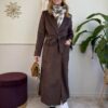 Cappotto lungo a vestaglia cioccolato Susy Mix 504