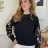 Pull nero con maniche paillettes Molly 816