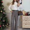 Pantalone Palazzo a quadretti grigio/bruciato/panna Susy Mix 340