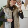 Gilet in lana cotta beige ricami moro/lurex SusyMix 257