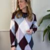 Maxi pull rombi lilla/azzurro/bordeaux Susymix 243G