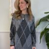 Maxi pull grigio con maxi rombi SusyMix 4252