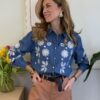Camicia chambray delavée fiori ricamati 10