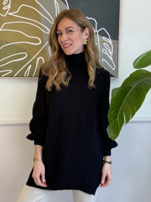 Maxi maglia manica goffrata HaveOne 327 Nera OUTLET NO CAMBIO/RESO