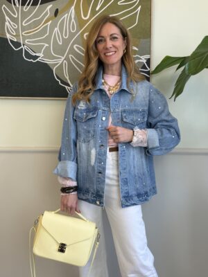 Giacca di jeans con borchiette piatte SusyMix 81