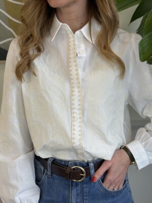 Camicia fiori ricamati burro 53-1