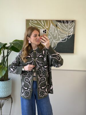 Cardigan/ cappotto bandana verde/rosa TensioneIn