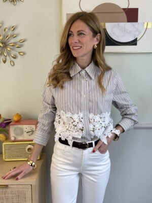 Camicia bastoncini e pizzo bianco SusyMix 76