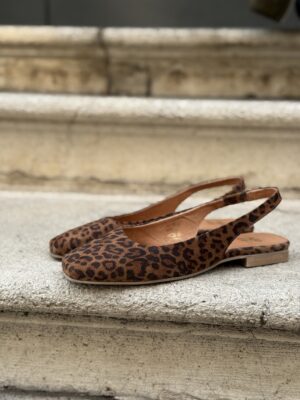 Slingback leopard in pelle