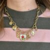 Collana charm cuore e fiore