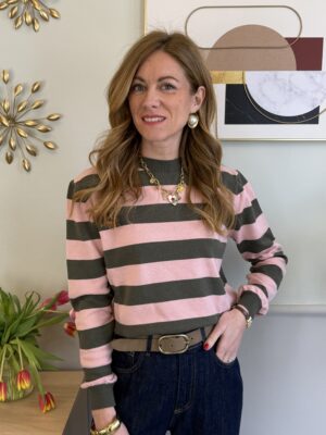 Pull riga verde/rosa Tensione In 6