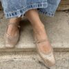 Ballerina in pelle iridescente beige/oro