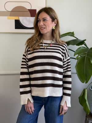 Maxi maglia rigata con spacchetti al polso MORO SusyMix 609