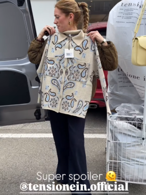 Cardigan/ cappotto bandana beige/azzurro TensioneIn