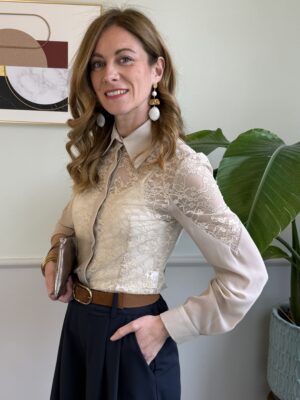 Camicia pizzo georgette Beige chiaro HaveOne 232