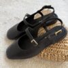 Slingback in pelle Nera 33