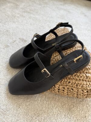 Slingback in pelle Nera 33