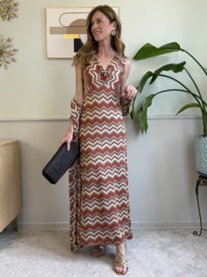 Abito lungo in fantasia zig-zag Susy Mix
