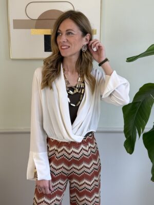 Blusa maniche a calla bianco latte KingKong 52