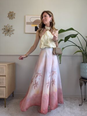 Gonna lunga palm print