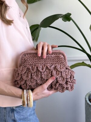 Clutch rafia onde Rosa Blush