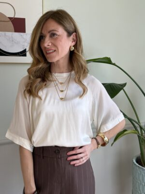 Blusa in raso manica voile SusyMix 266 Burro