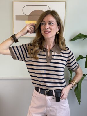 Polo rigata nocciola/blu SusyMix 233