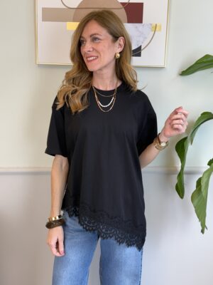 Tee obliqua fondo in pizzo Vicolo 68 NERA