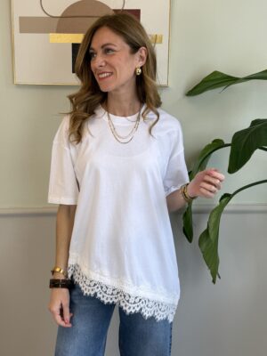 Tee obliqua fondo in pizzo Vicolo 68 BIANCA