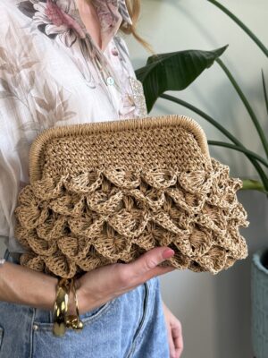 Clutch rafia onde Beige scuro
