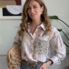 Camicia fantasia floreale taschina paillettes Susy Mix C4
