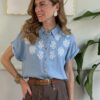 Camicia chambray con ricami 304