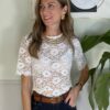 Blusa in pizzo maniche corte Susy Mix 41W Panna
