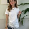 T-shirt slim orlo obliquo in pizzo SusyMix 5000 Bianco