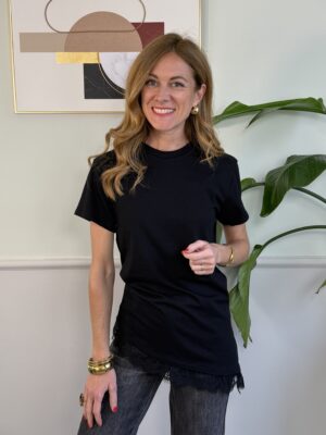 T-shirt slim orlo obliquo in pizzo SusyMix 5000 Nero