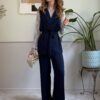 Set pantaloni a palazzo e gilet con fusciacca Susy Mix 401 BLU