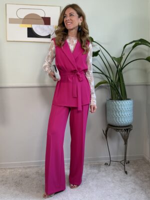 Set pantaloni a palazzo e gilet con fusciacca Susy Mix 401 FUCSIA