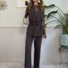 Set pantaloni a palazzo e gilet con fusciacca Susy Mix 401 MORO