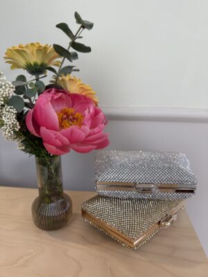 Clutch rigida metallizzata strass
