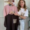 T-shirt taschina paillettes 3colori SusyMix 195