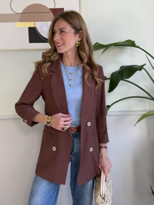 Giacca manica 3/4 con risvolto SusyMix 52 TABACCO