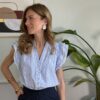 Camicia smanicata azzurra mille righe 573
